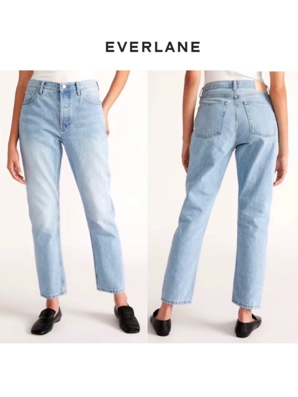 Everlane Curvy 90s Cheeky Straight Leg Jeans Size 27 Ankle Light Blue Wash